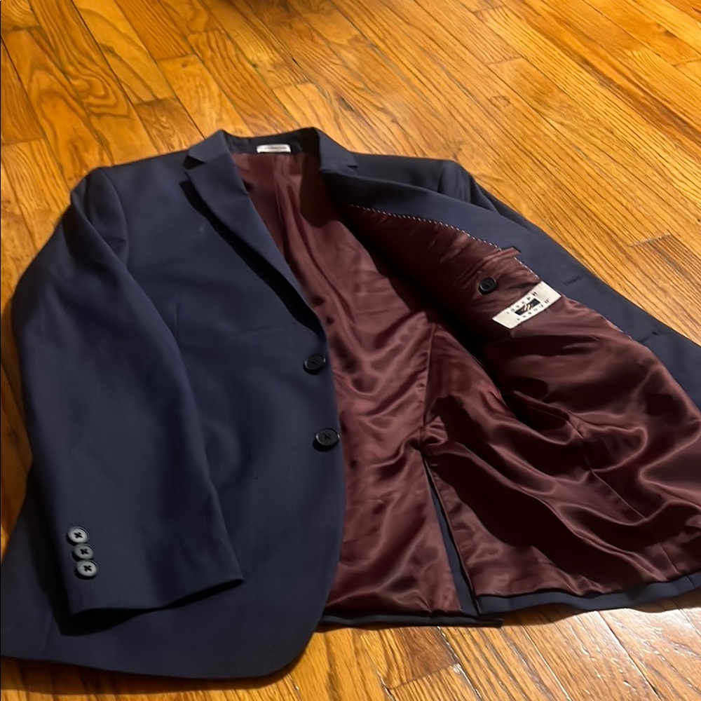 Navy Blazer with Maroon Lining